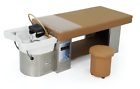 Tan/Beige Japanese Head Spa Therapy Shampoo Bed with Steamer, Hood and Stool