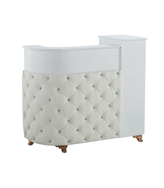White Reception Desk with raised end